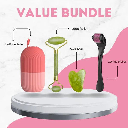 Pack of 3 (Marble Jade Roller,Ice Roller,Facial Massage,Derma Roller)